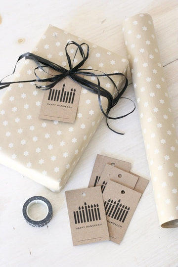 Chai and Home Gift Card Kraft Menorah Hanukkah Gift Tags, Set of 8