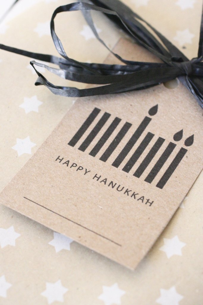 Chai and Home Gift Card Kraft Menorah Hanukkah Gift Tags, Set of 8