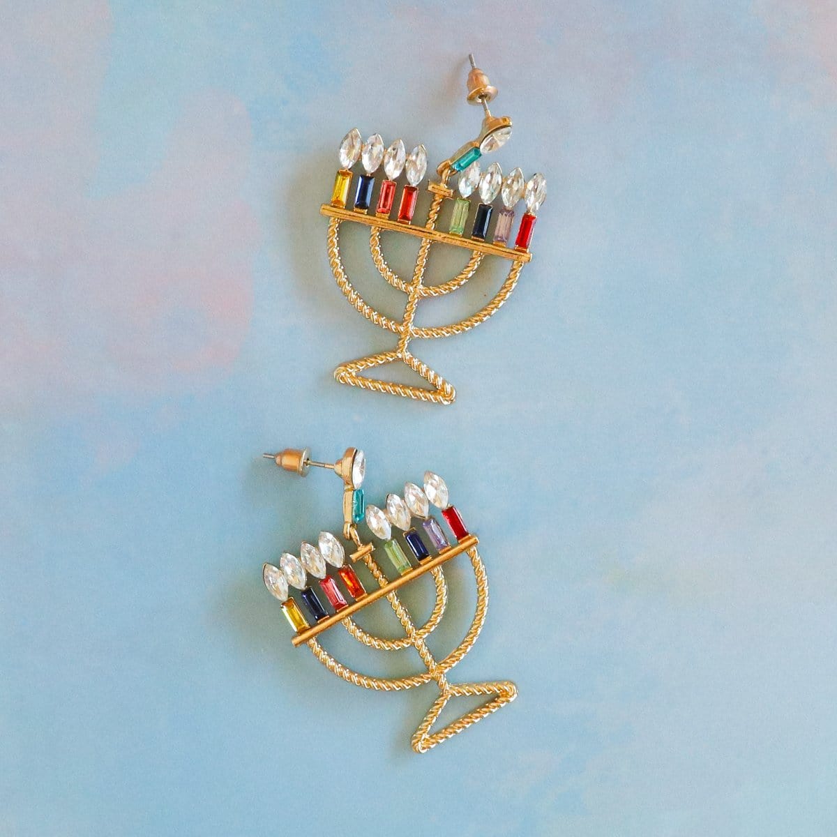 Turtley Trendy Earrings Crystal Menorah Earrings