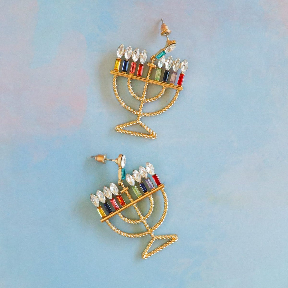 ModernTribe Apparel - Crystal Menorah Earrings - ModernTribe