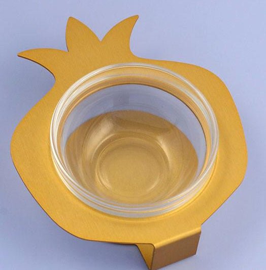 Shraga Landesman - Gold Pomegranate Glass and Aluminum Bowl - ModernTribe