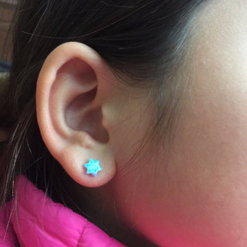 Alef Bet Earrings Blue Opal Opal Star of David Earrings