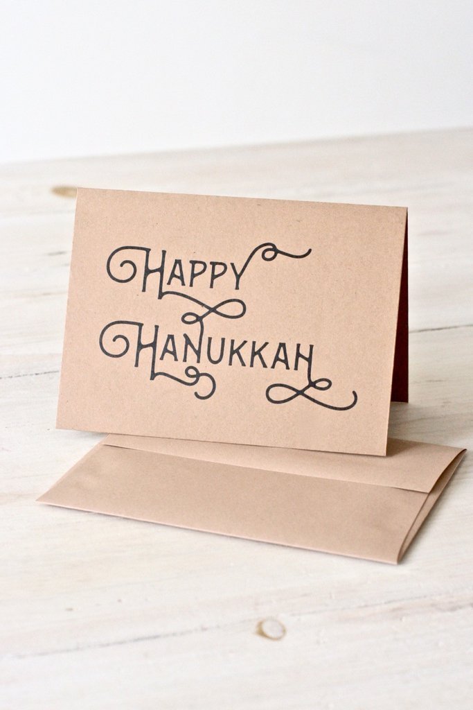 Chai and Home - Kraft Happy Hanukkah Greeting Card, Box of 6 - ModernTribe