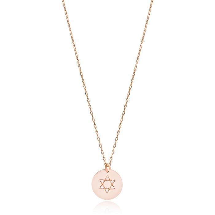 Alef Bet - Star of David Rose Gold Pendant with Sparkling Stones - ModernTribe