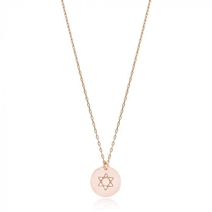 Alef Bet Necklaces Rose Gold Star of David Rose Gold Pendant with Sparkling Stones