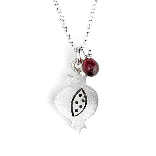 Pomegranate with Garnet Sterling Silver Necklace by Emily Rosenfeld