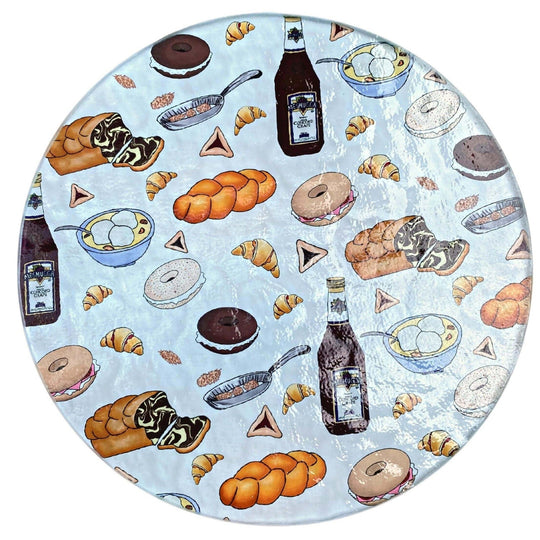 Jewish Food 8" Glass Trivet