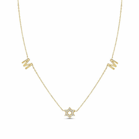 Mom Necklace with a Sparkling Star of David - Silver, Gold or Rose Gold
