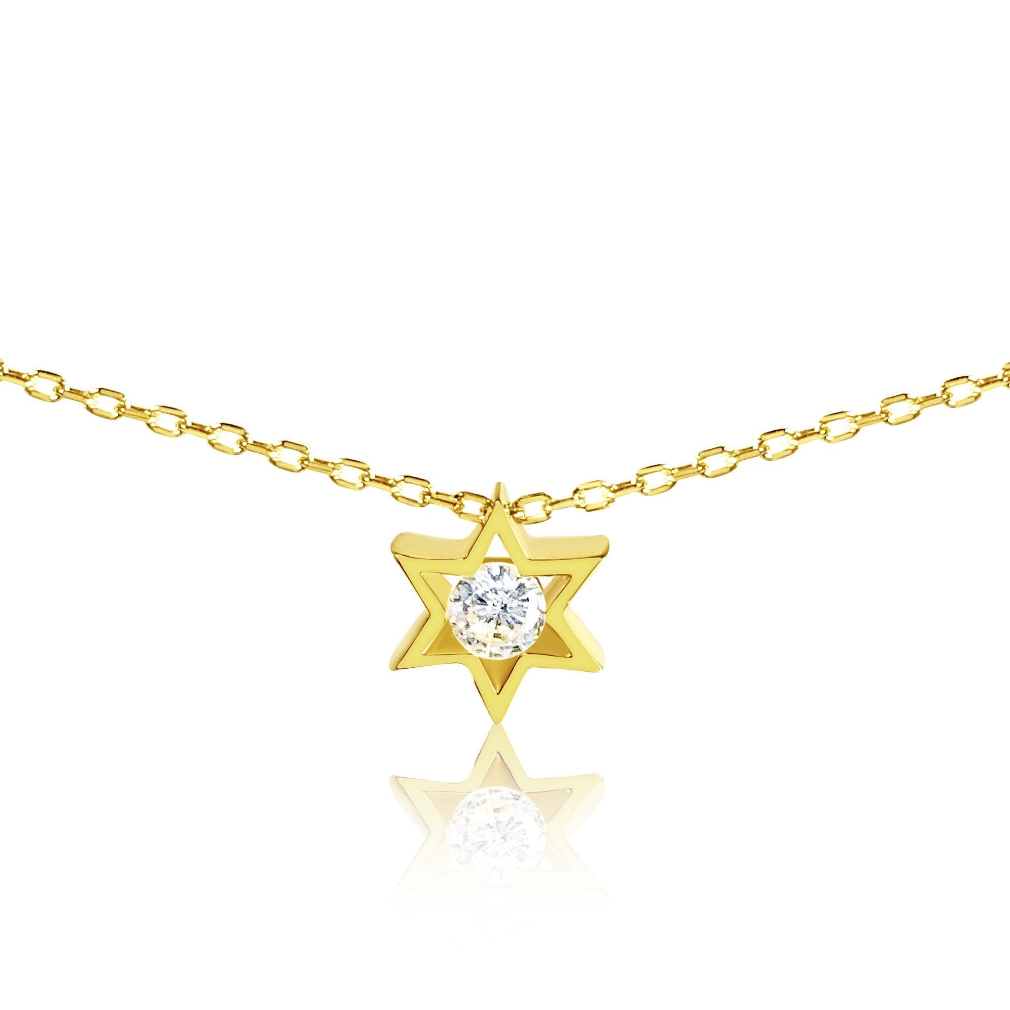 Gold Hamsa and Jewish Star Necklace - Mezuzah Master
