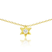Alef Bet Necklaces Gold Gold Jewish Star of David Charm With Center Stone