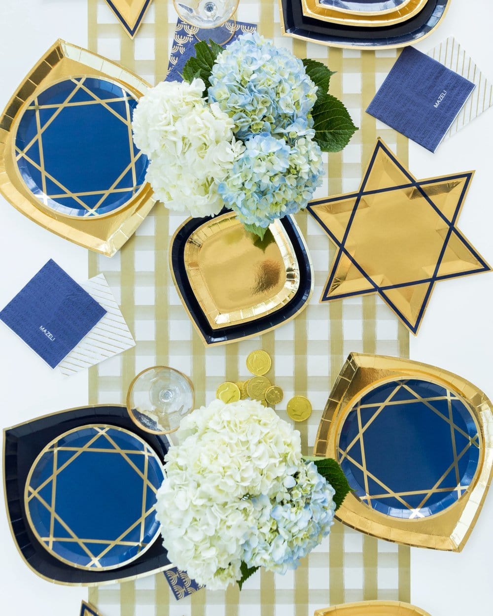 Jollity Plate Gold/Blue Star of David Plates