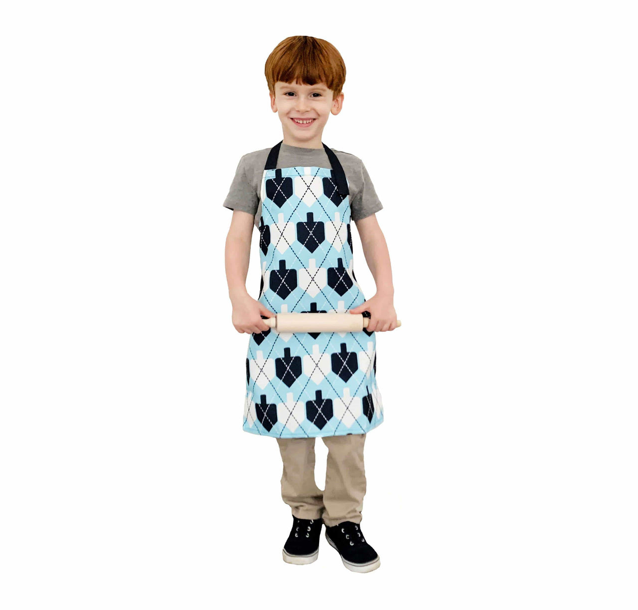 Midrash Manicures - Kids Hanukkah Dreidel Argyle Apron - ModernTribe
