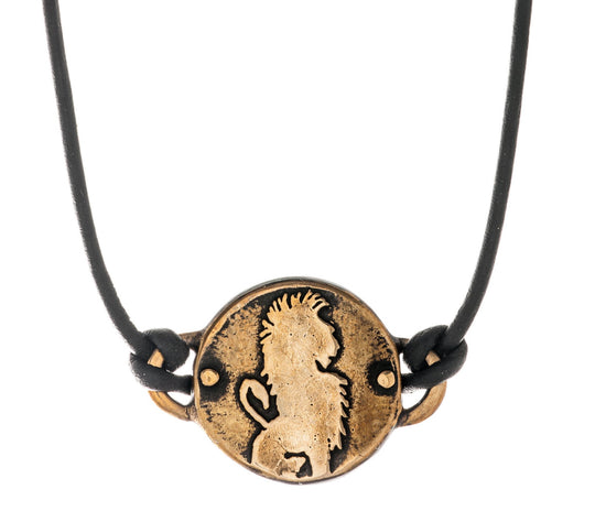 Bronze Lion Medallion Necklace by Marla Studio