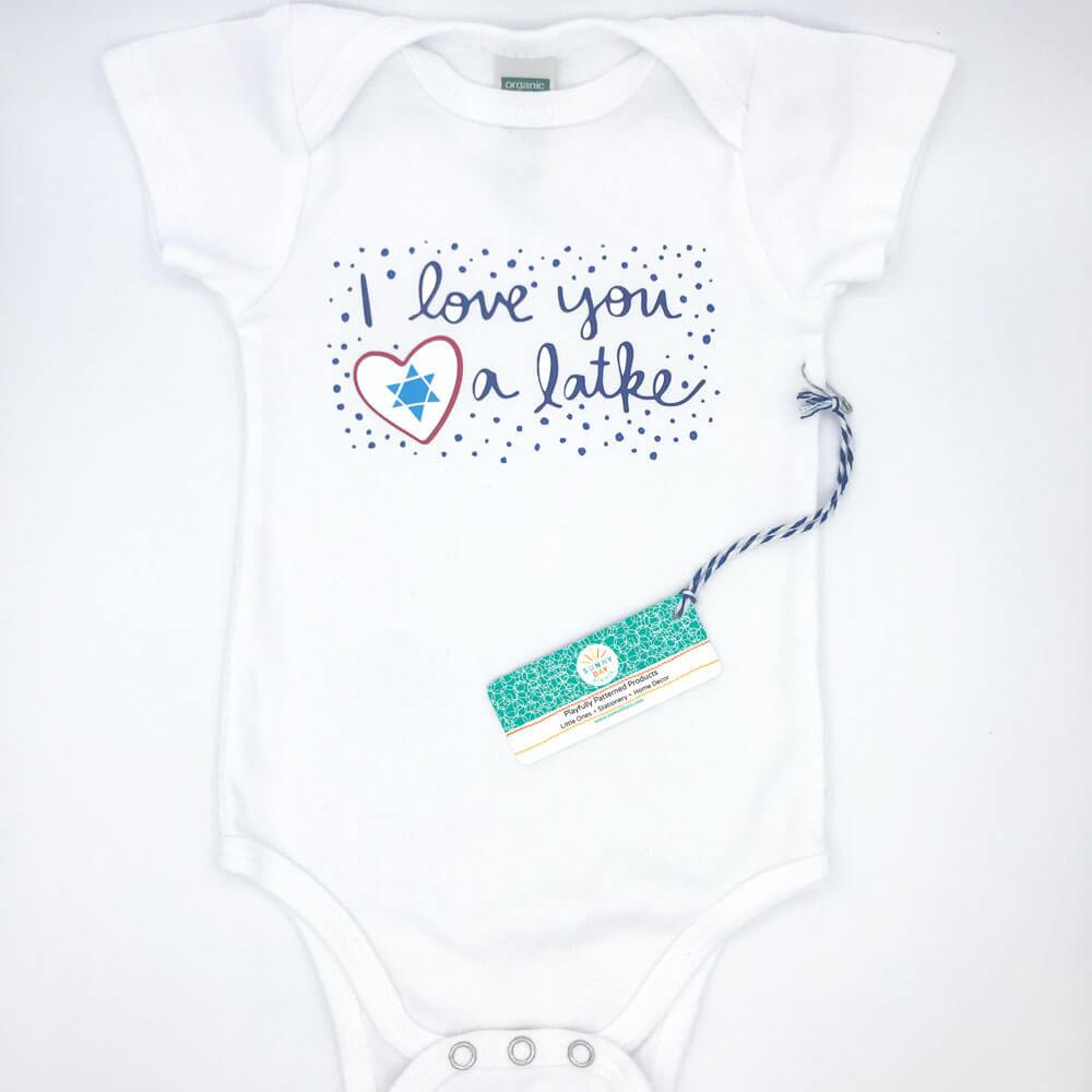 Sunny Day Designs - I Love You A Latke Organic Cotton Baby Onesie - ModernTribe