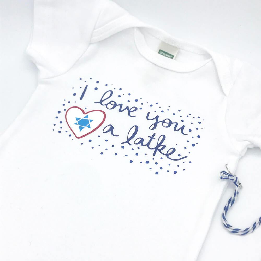 Sunny Day Designs - I Love You A Latke Organic Cotton Baby Onesie - ModernTribe