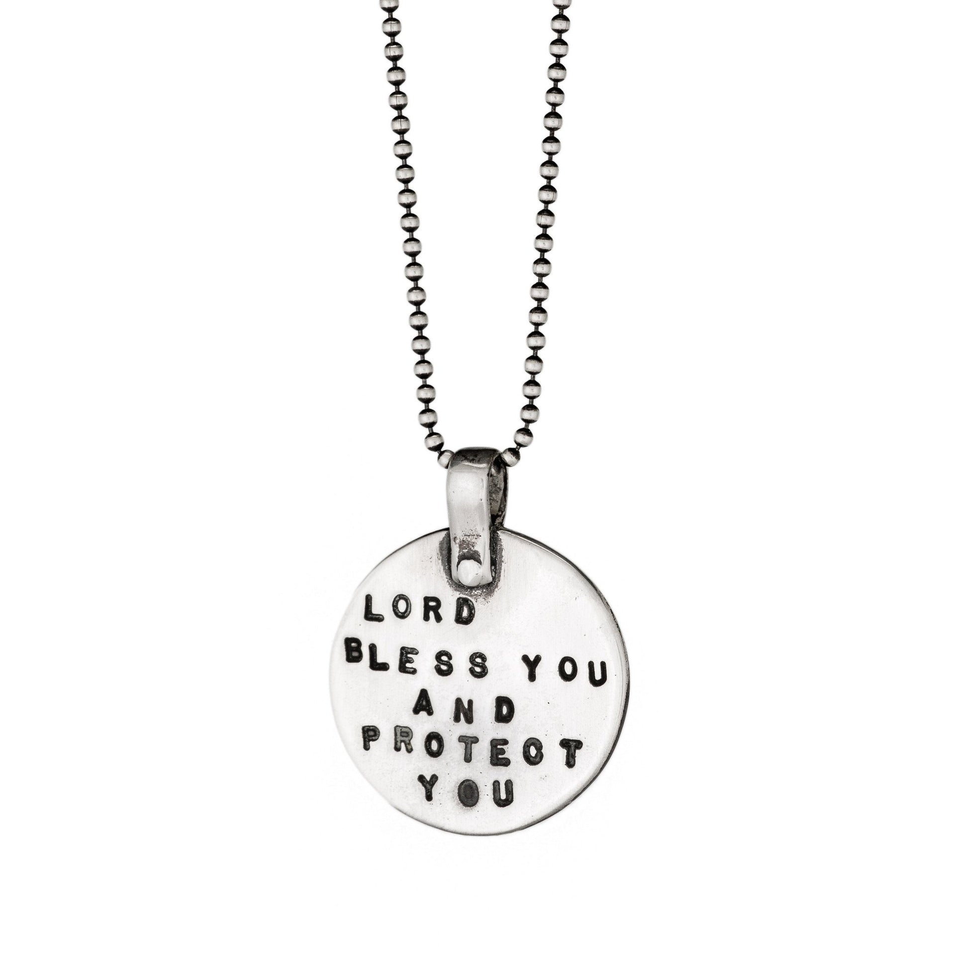 Marla Studio Necklaces Silver / Chain / 16" Lord Bless You and Protect You Necklace by Marla Studio - Silver or Bronze