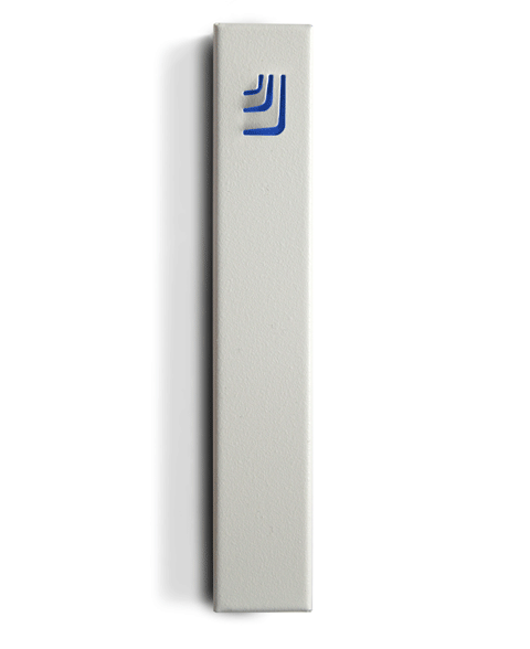 ceMMent Design - Metal Folded Shin Mezuzah in White and Blue by ceMMent - ModernTribe