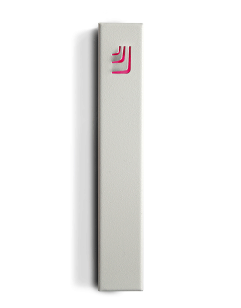 ceMMent Design - Metal Folded Shin Mezuzah in White and Pink by ceMMent - ModernTribe