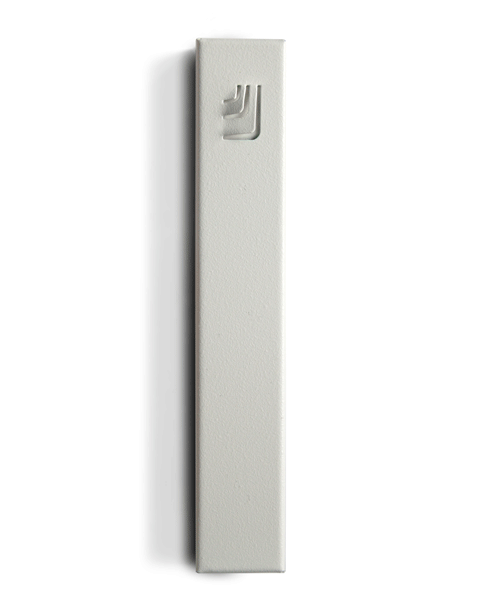 ceMMent Design Mezuzah Metal Folded Shin Mezuzah in White and White by ceMMent