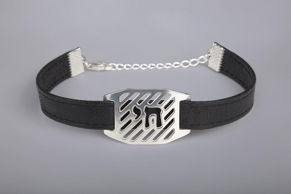 Shira Jewelry Bracelets Silver Men's Light and Dark Chai Bracelet
