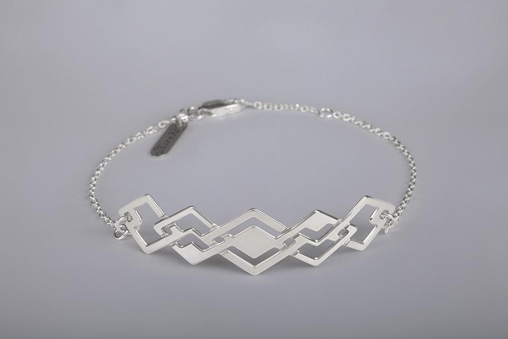 Shira Jewelry Bracelets Silver Men's Silver Patterned Bracelet