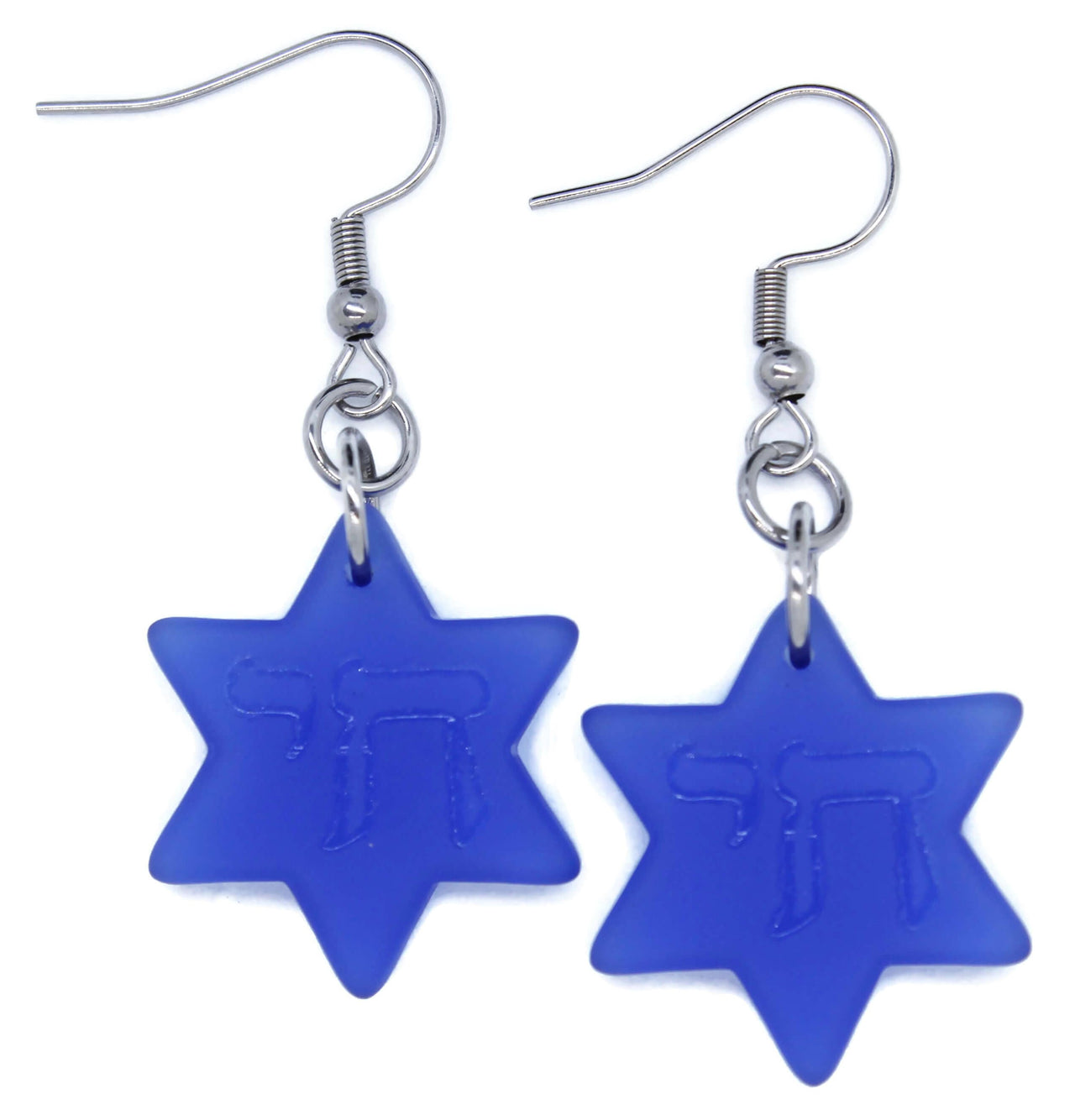 My Tribe by Sea Ranch Jewelry - Blue Cultured Glass Star of David Chai Earrings - ModernTribe