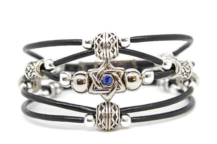 My Tribe by Sea Ranch Jewelry - Swarovski Star of David Beaded Leather Bracelet - Black - ModernTribe
