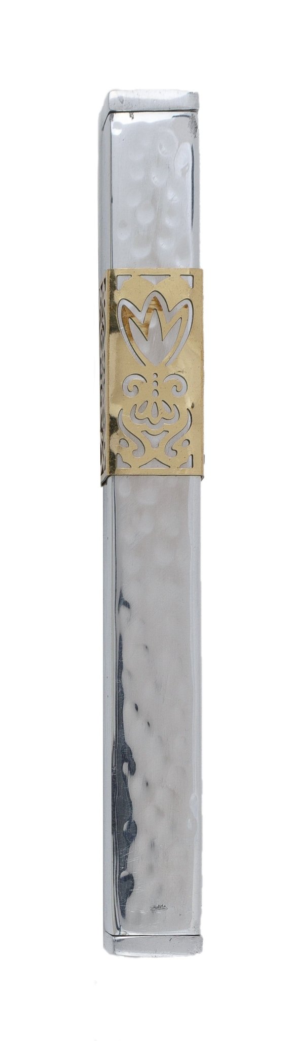 Yair Emanuel - Stainless Steel Hammered Silver and Gold Mezuzah by Yair Emanuel - ModernTribe