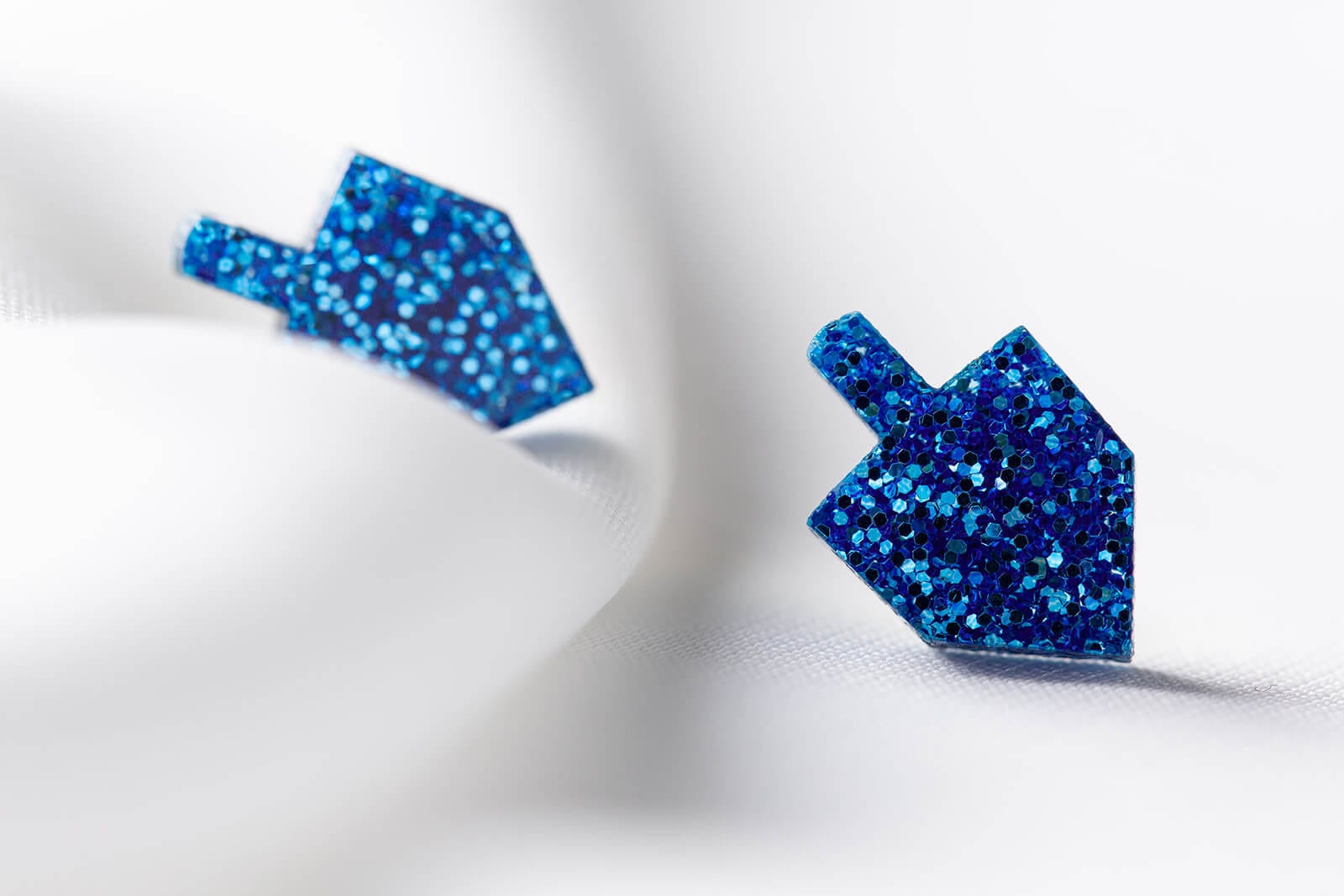 Ariel Tidhar Earrings Blue Dreidel Stud Earrings - Blue Glitter