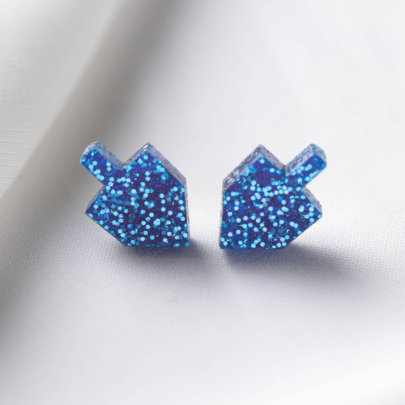 Ariel Tidhar - Dreidel Stud Earrings - Blue Glitter - ModernTribe