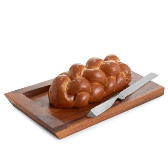 Geo Challah Board with Knife by Nambé