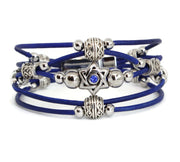 My Tribe by Sea Ranch Jewelry Bracelets Swarovski Star of David Beaded Leather Bracelet - Blue