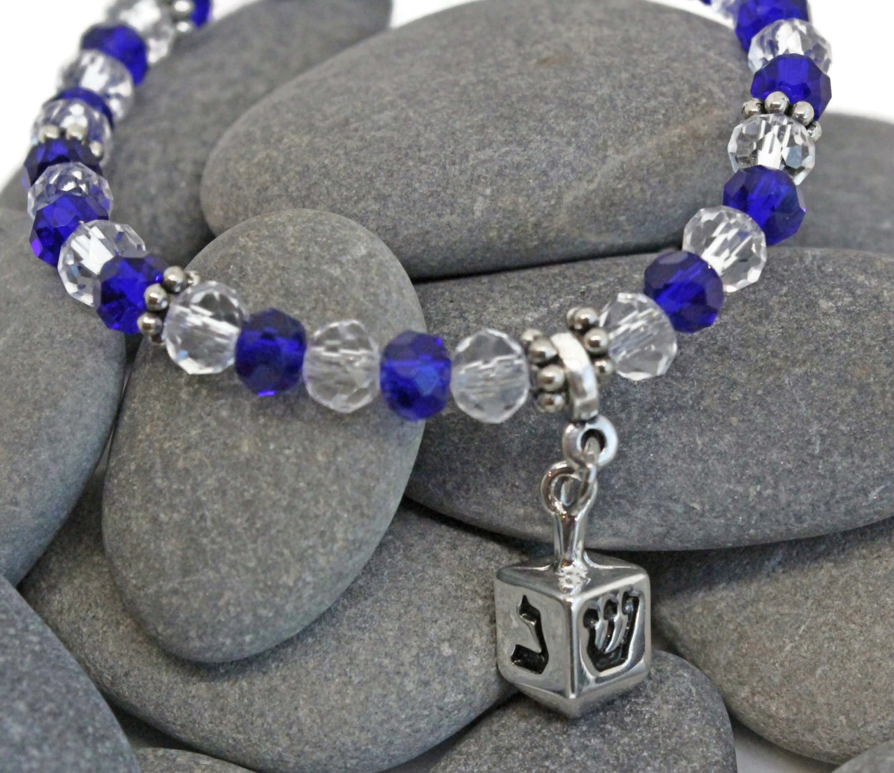 My Tribe by Sea Ranch Jewelry - Blue Glass Dreidel Charm Stretch Bracelet - ModernTribe