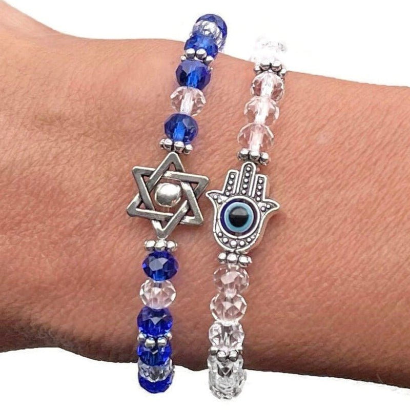 My Tribe by Sea Ranch Jewelry - Glass Beaded Stretch Bracelet - Star of David or Hamsa - ModernTribe
