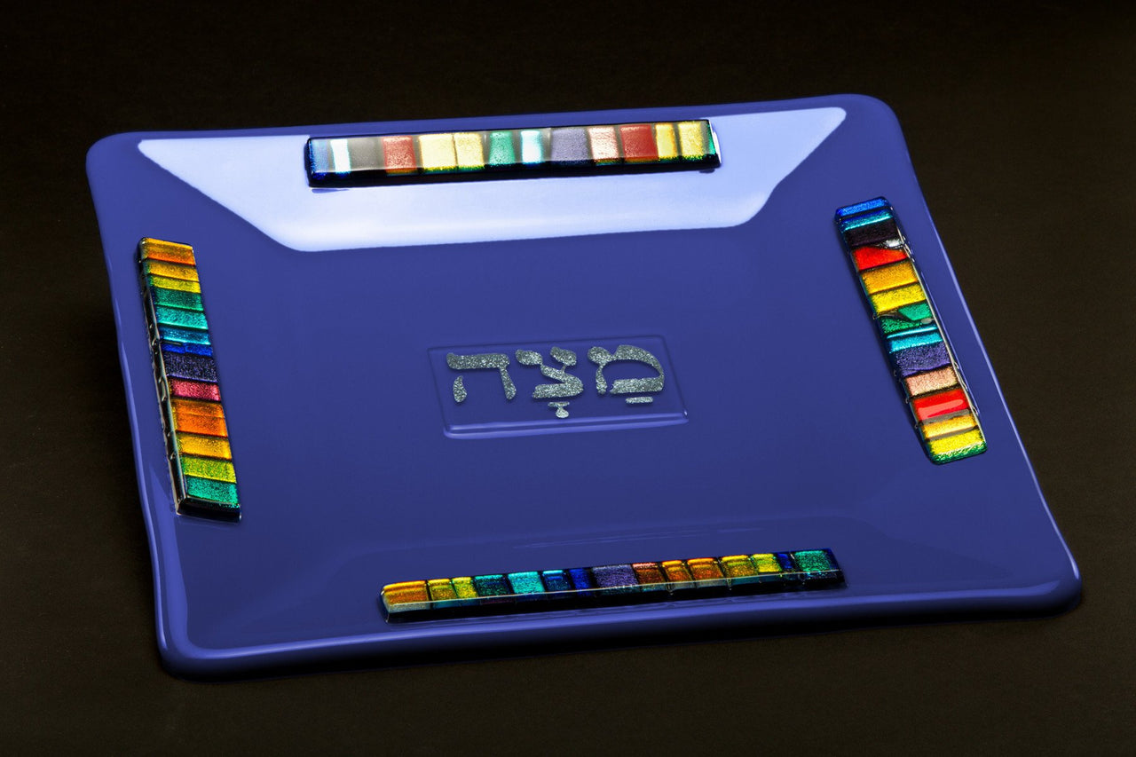 Daryl Cohen - Blue Glass Matzah Tray by Daryl Cohen - ModernTribe