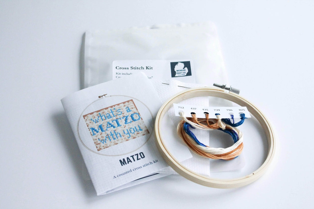 Michigan Craft Co. - What's a Matzo With You? Cross Stitch Kit - ModernTribe