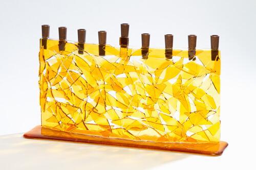 Daryl Cohen - Amber Arc Fused Glass Menorah by Daryl Cohen - ModernTribe