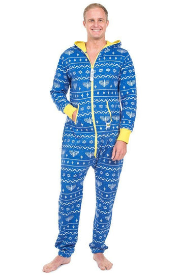 Tipsy Elves Sweatshirts Unisex Blue Hanukkah Jumpsuit - by Tipsy Elves