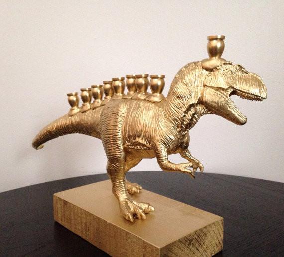 The Vanilla Studio Menorah Menorasaurus Rex in Gold - POS