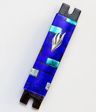Daryl Cohen - Royal Blue Brick Fused Glass Mezuzah by Daryl Cohen - ModernTribe