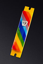 Daryl Cohen Mezuzah Rainbow Striped Glass Mezuzah by Daryl Cohen