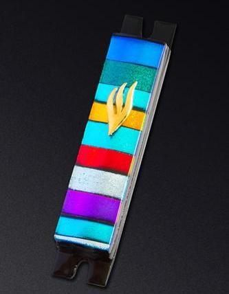 Daryl Cohen - Multi - Color Fun Striped Glass Mezuzah by Daryl Cohen - ModernTribe