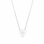 Miriam Merenfeld Jewelry Necklaces Mijael Heart Necklace with Engraved Hebrew Initial - Sterling Silver, Gold Vermeil or Two-Tone