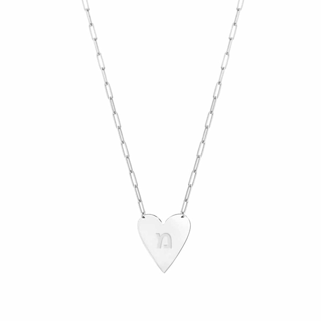 Miriam Merenfeld Jewelry - Mijael Heart Necklace with Engraved Hebrew Initial - (Sterling Silver, Gold - Plated or Two - Tone) - ModernTribe
