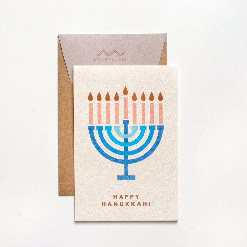 Modern Lore Card Happy Hanukkah Menorah Cards - Set of 8