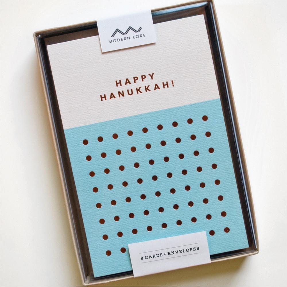 Modern Lore Card Happy Hanukkah Dots Cards - Set of 8
