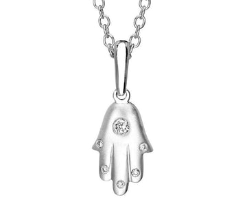 Binah Jewelry Necklaces Modern Hamsa Necklace In White Gold