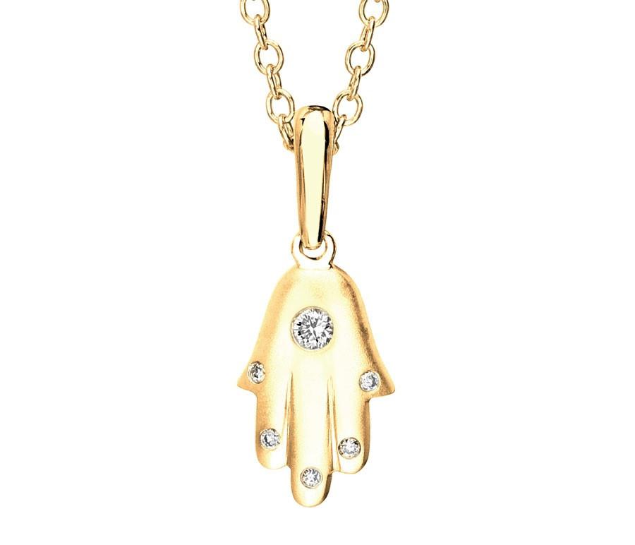 Binah Jewelry - Modern Hamsa Necklace In Yellow Gold - ModernTribe