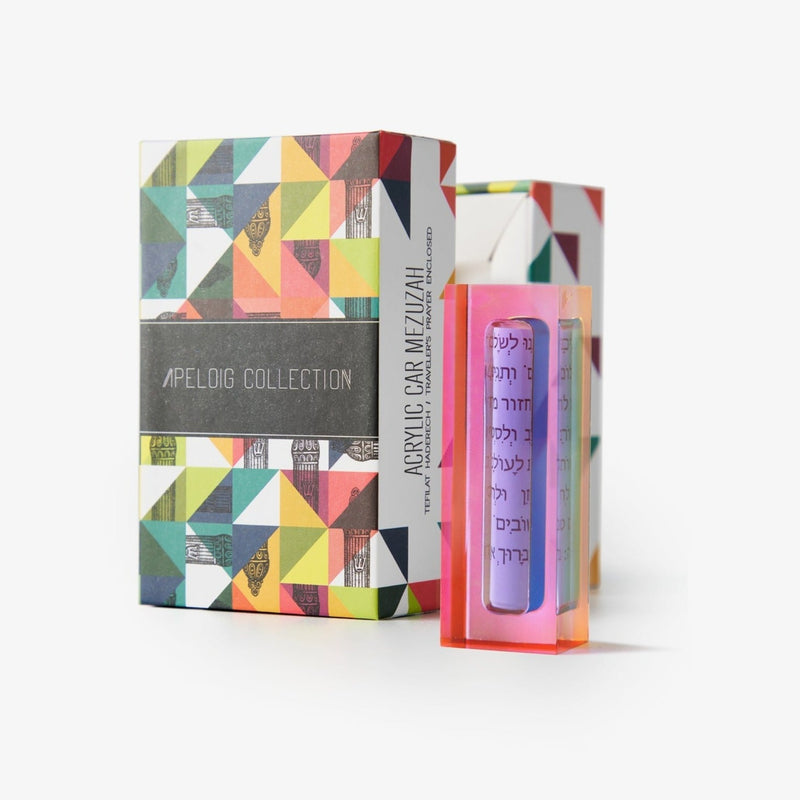 Apeloig Collection - Acrylic Car Mezuzah with Traveler’s Prayer - Choice of Color - ModernTribe