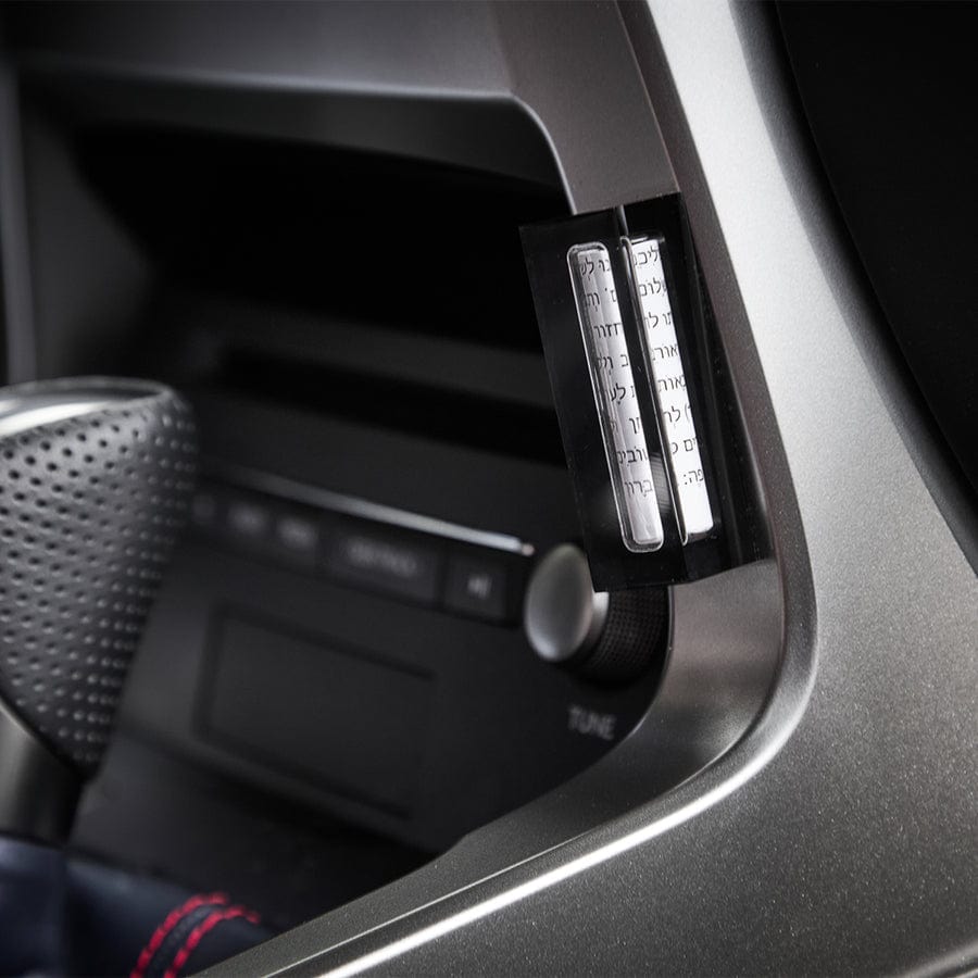 Apeloig Collection - Acrylic Car Mezuzah with Traveler’s Prayer - Choice of Color - ModernTribe